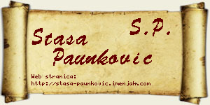 Staša Paunković vizit kartica